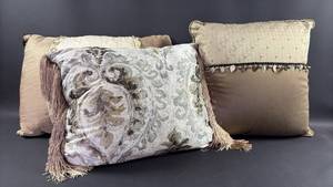 lot 56 image: Large Fluffy Decorative Pillows Set of 3 with Tassels and Elaborate Trim