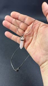 lot 68 image: Pink Stone Point Pendant Necklace with Approximately 20inch Chain Made in Italy
