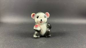 lot 111 image: Anthropomorphic Bear Figurine Holding Tartlet, Painted Details, Ceramic