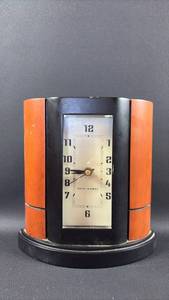 lot 149 image: Art Deco Seth Thomas Standing Clock with Wood Panels and Black Base