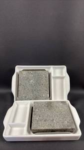 lot 150 image: (2) Food Warmer Trays Featuring Granite Slabs, Ceramic with Handles 11 inch