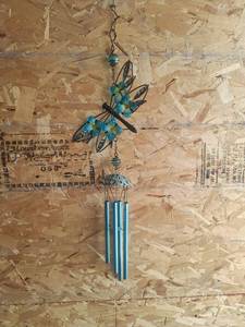 lot 152 image: Metal and Glass Dragonfly Wind Chime