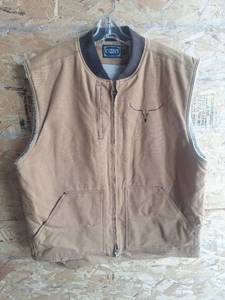 lot 156 image: LIke New Sherpa Lined, Double Zip, Cowboy Hardware Vest Size XXL