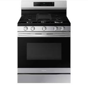 lot 1 image: Samsung 5-Burner Gas Range with Griddle - Retail $1,249