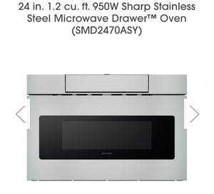 lot 10 image: 24 in. 1.2 cu. ft. 950W Sharp Stainless Steel Microwave Drawer Oven - Retail $1,899
