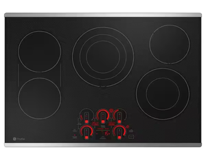 lot 17 image: Ge Profile 30 in. 5 Burner Element Smart Radiant Electric Cooktop in Stainless Steel - Retail $2,299