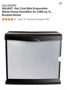 lot 30 image: Aircare Evaporative Humidifier 4000 Square Feet 5 Gallon - Retail $204