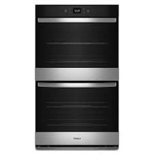 lot 15 image: Whirlpool 30 in. Double Electric Wall Oven with Convection and Self-Cleaning in Fingerprint Resistant Stainless Steel - Retail $2,999