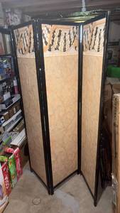 lot 52193 image: 3-Panel Folding Screen Room Divider Black Frame - Retail $90