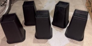 lot 52211 image: Black Plastic Bed or Furniture Risers Square Top Set of 5 - Retail $19