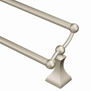 lot 52220 image: Moen Retreat Brushed Nickel 24  Double Towel Bar - Retail $95