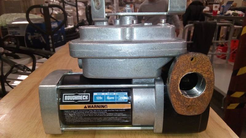 lot 7977 image: Roughneck Heavy-Duty Fuel Transfer Pump  15 GPM, 120 Volt AC, Gasoline Compatible