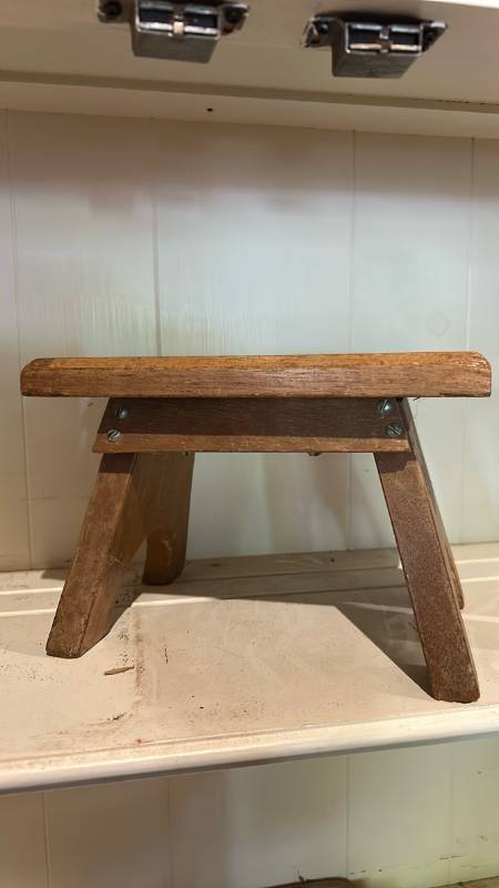 lot 60616 image: Rustic Doll Sized Wooden Step Stool