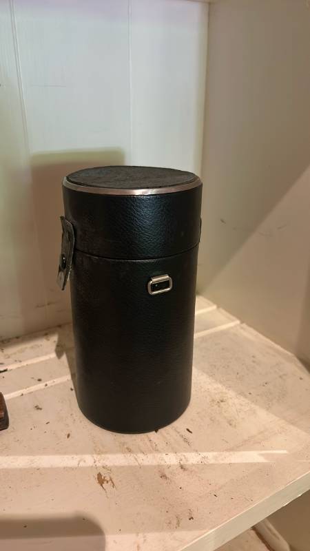 lot 60619 image: Black Leather Camera Lens Case Cylinder