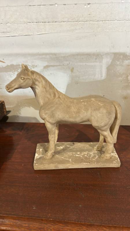 lot 60655 image: Plaster Horse Figurine on Rectangular Base