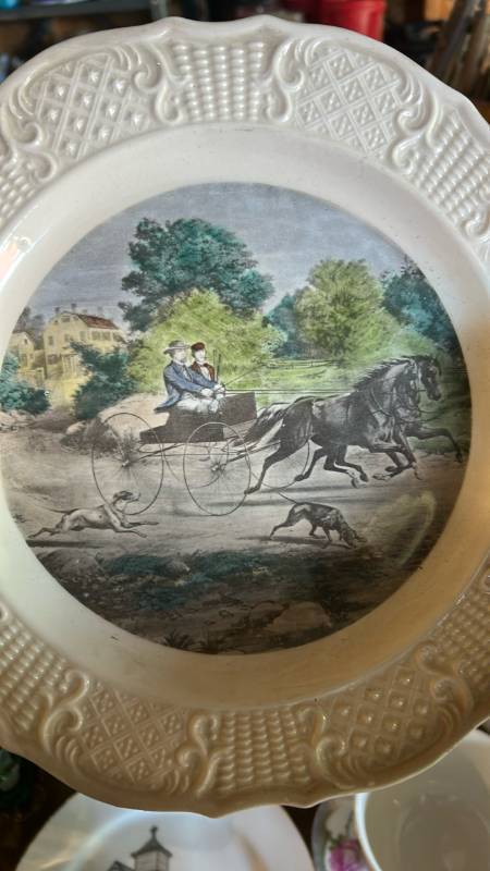 lot 6486 image: Currier and Ives Americana Series Decorative Plates by Sun Glo Studios - Set of 2