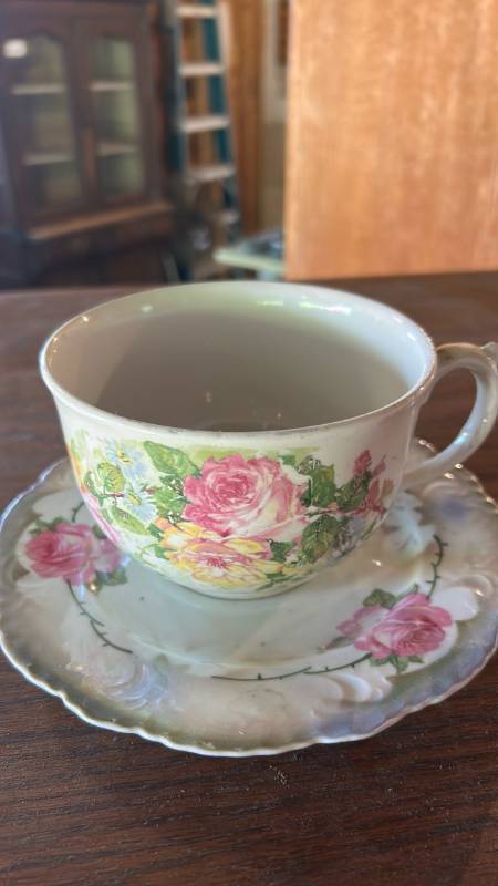 lot 6494 image: Porcelain Floral Rose Tea Cup and Saucer Set