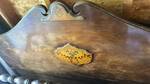 Antique Wooden Bed Frame with Floral Folk Art Medallions