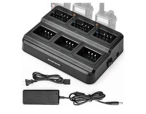lot 37949 image: BAOFENG UV-5R Six Way Charger Multi Unit Charging Station for BF-F8HP UV-5R UV-5RPro UV-5X3 Walkie Talkies and Batteries - Retail $32