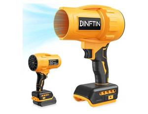 lot 37961 image: Dinftin Brushless Cordless Leaf Blower Compatible for DeWalt 20V Battery(Tool Only), 125MPH 430CFM Variable Speed Turbo Blower, Lightweight Handheld Blower for Lawn, Garage, Snow, Patio - Retail $40