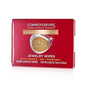 lot 37967 image: CONNOISSEURS New Premium Edition Gold & Silver Jewelry Cleaner Wipes, Value Pack, 30 Count (B09QMQHN26) - Retail $9