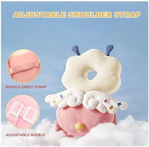 lot 27881 image: Baby Head Protector Backpack, Adjustable Head Protection Backpack with Baby Knee Pads for Crawling, Soft, Breathable and Wearing Safety Head Protector - Pink Fairy - Retail $20