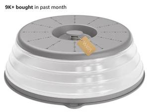 lot 27891 image: Microwave Splatter Cover Vented for Food with Hook Hole, Splatter Guard & Colander Kitchen Gadget for Food, Meal Prep, Grey - Retail $10