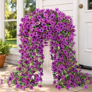 lot 27901 image: 2 Pcs Artificial Flowers for Outdoors, UV Resistant Fake Outdoor Flowers, Realistic Artificial Plants & Flowers for Outdoor Porch Patio Window Garden Decor(Purple) - Retail $7