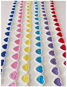 lot 27927 image: 6 Yards 6 Colors Decorating Lace Embroidered Trim Ribbons Colorful Heart Lace Trim for Sewing DIY Craft Home Decoration - Retail $10