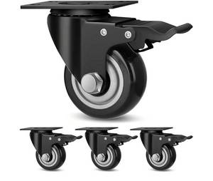 lot 27949 image: 3 Inch Industrial Heavy Duty Swivel Caster Wheels with Brake,Set of 4 Safety Locking Casters,Load 1600lbs,Premium Polyurethane Wheels for Table,Trailer,Saw Table,Stage Toolbox,Bed. - Retail $23