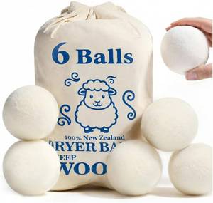 lot 27961 image: Wool Dryer Balls, New Zealand Dryer Balls Laundry Reusable Reduce Static Cling, Dryer Ball to Reduce Wrinkles & Shorten Drying Time, Drying Balls Fabric Softener Ball for Laundry - Retail $8