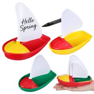 lot 27965 image: DIY Toy Boat & Sailboat 3PCS for Water Play,Floating Pool Toys for Toddler Kids Mold-Free, Small Plastic Bath Boats for Bathtub, Swim Play for Beach Lake Summer, with Educational Sail Design - Retail $14