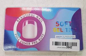 lot 27969 image: Short Square Nail Tips, 300pcs 15 Sizes Classic French Style, Square Press On Nails with Rounded Edges for Sensitive Skin, Teen Girls, Acrylic Nail Alternative. - Retail $6