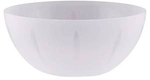 lot 27979 image: 10-Inch Plastic Serve Mixing Bowl for Everyday Meals can hold 120 oz, 3.75 qt. Ideal for Cereal, Snacks, Popcorn, Salad, and Fruits, Microwave Safe, Frosty White - Retail $15