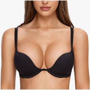 lot 27988 image: Womens Plunge Bra Deep V Sexy Underwire Low Cut Bras T Shirt Cleavage Lightly Padded 36B - Retail $30