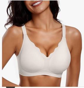 lot 27991 image: Women Seamless Jelly Bras No Underwire Supportive Wireless Push Up Full Coverage Bralette Comfy Scalloped T-Shirt Bra SIZE MEDIUM - Retail $27