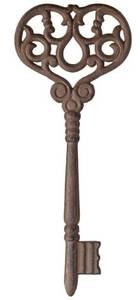 lot 28010 image: Large Cast Iron Skeleton Key - Gothic Furniture Rustic Home Decor for Farmhouse, Living Room, Bedroom, Home, Kitchen Vintage Metal Wall Decor - Outdoor Wall Art Victorian Decor - Retail $15