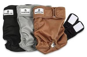 lot 28016 image: Pet Parents� Washable Dog Diapers (3pack)  Extendrs� of Durable Doggie Diapers, Premium Dog Diapers Female (Medium, Natural) - Retail $29
