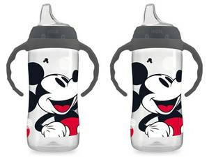 lot 28020 image: NUK Mickey Mouse Large Learner Cup 10oz 2pk �� BPA Free, Spill Proof Sippy Cup - Retail $14