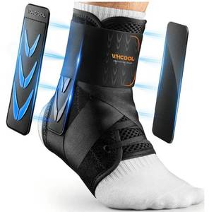 lot 28029 image: Slim-Fit Ankle Brace for Sprained Ankle, Quick Lace Up Ankle Support for Women Men with 2 Auto-Shaped Pads, Air Fabric Cool Ankle Stabilizer for Injury Recover, Running,Sports - Retail $30