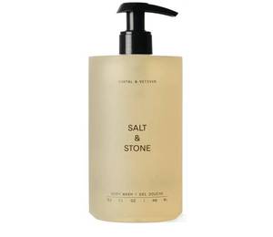 lot 28056 image: Salt & Stone Body Wash with Antioxidants for Deep Moisture  For Women & Men, Sulfate, Paraben, & Dye Free, Leaving Skin Soft and Hydrated  Santal & Vetiver. - Retail $36