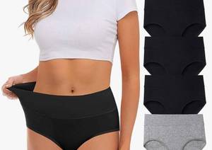 lot 28067 image: Womens Underwear,Cotton Mid Waist No Muffin Top Full Coverage Brief Ladies Panties Lingerie Undergarments for Women Multipack - Retail $13