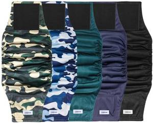 lot 28079 image: Reusable Dog Diapers Male, Premium Washable Belly Bands for Dogs, Pack of 5, High Absorbing Small Dog Wraps for Doggie & Puppy in Incontinence or Excitable Urination and Training(XS) - Retail $14