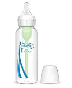 lot 28087 image: Dr. Brown��s Natural Flow Anti-Colic Options Narrow Baby Bottle 8 oz250 mL, with Level 1 Slow Flow Nipple, 1 Pack, 0m - Retail $13