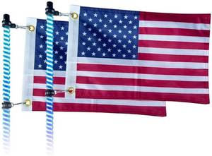 lot 28089 image: 2 Pack American Flags, Offroad Flags for Whip Lights or Antenna Flag Poles, 12 x 18 Double Sided Whip Lights Accessories, America Whips Flags for UTV ATV Can-Am Polaris RZR SXS Boats Ulti Offroad (American Flag 2 Pack) - Retail $14