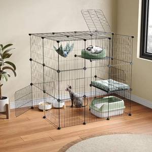 $60 Oneluck 3-Tier Cat Cage Indoor Enclosure Wire 35.4 in, see note.