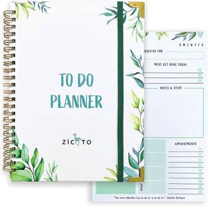lot 42 image: ZICOTO Aesthetic Greenery To Do List Notebook - Daily Planner