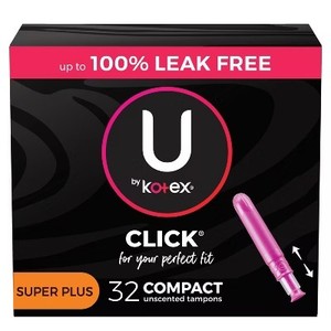 lot 65 image: U by Kotex Click Compact Unscented Tampons - Super Plus - 32ct
