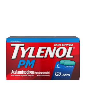 lot 70 image: Tylenol PM Extra Strength Pain Reliever & Sleep Aid Caplets 150 ct