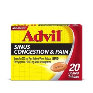 lot 74 image: Advil Sinus Congestion & Pain Relief Tablets - Ibuprofen 20ct